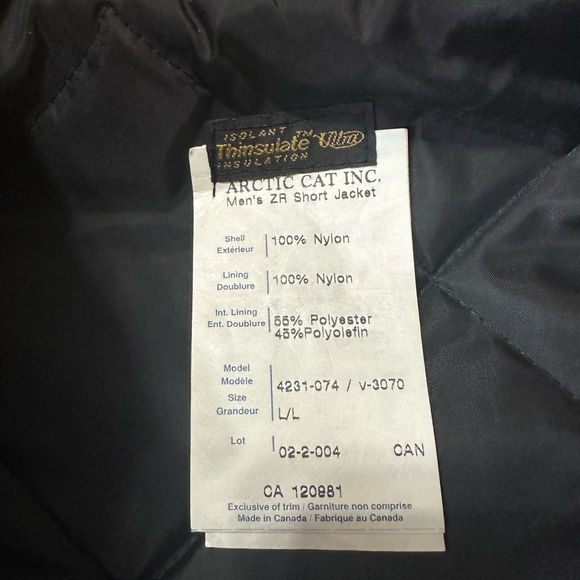 Arctic Cat Mens large Snowmobile jacket with zip out liner, excellent condition - Picture 7 of 9